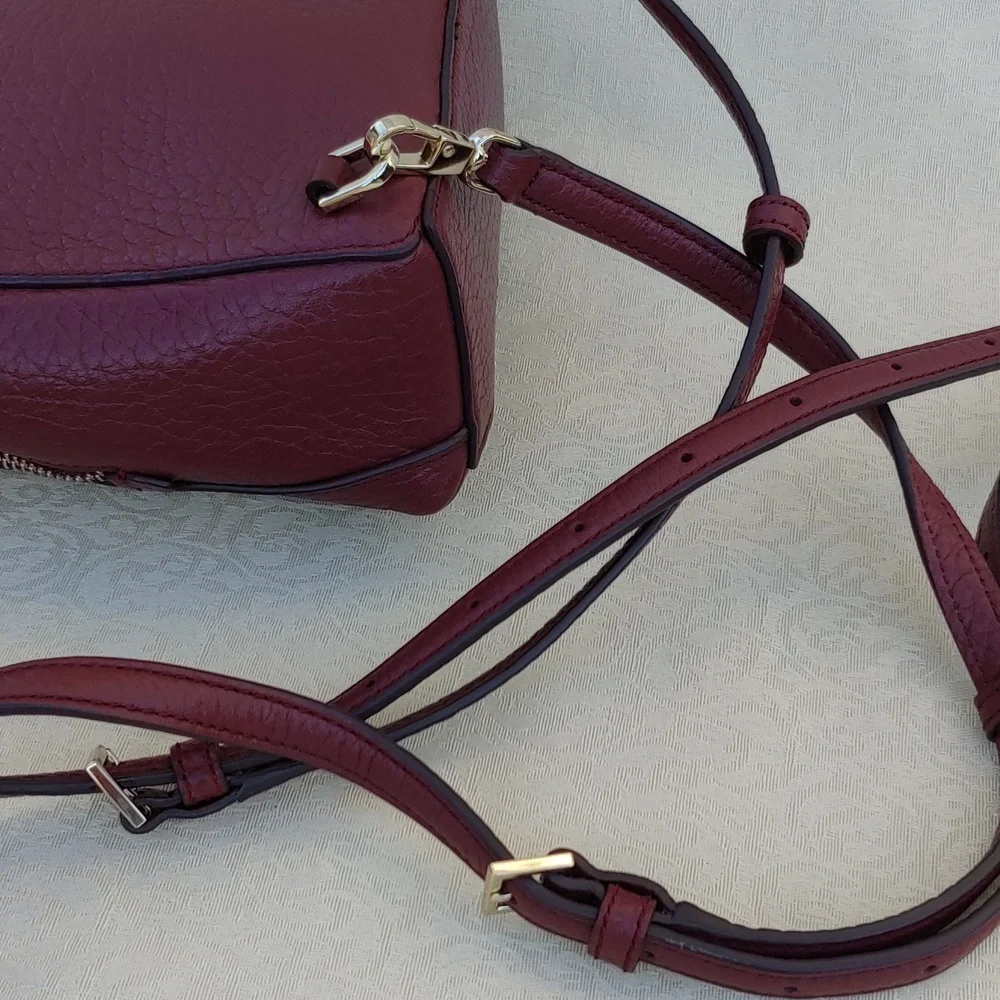 Kate Spade New York Mini Caden Carter Leather Women's Backpack Bag in Burgundy - Picture 13 of 16